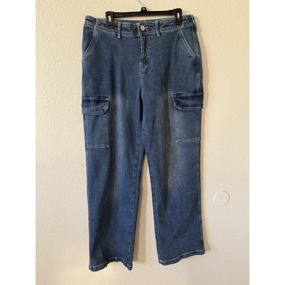 True Religion Mens Cargo Jeans Medium‎ Wash Wide Leg Denim Size 30